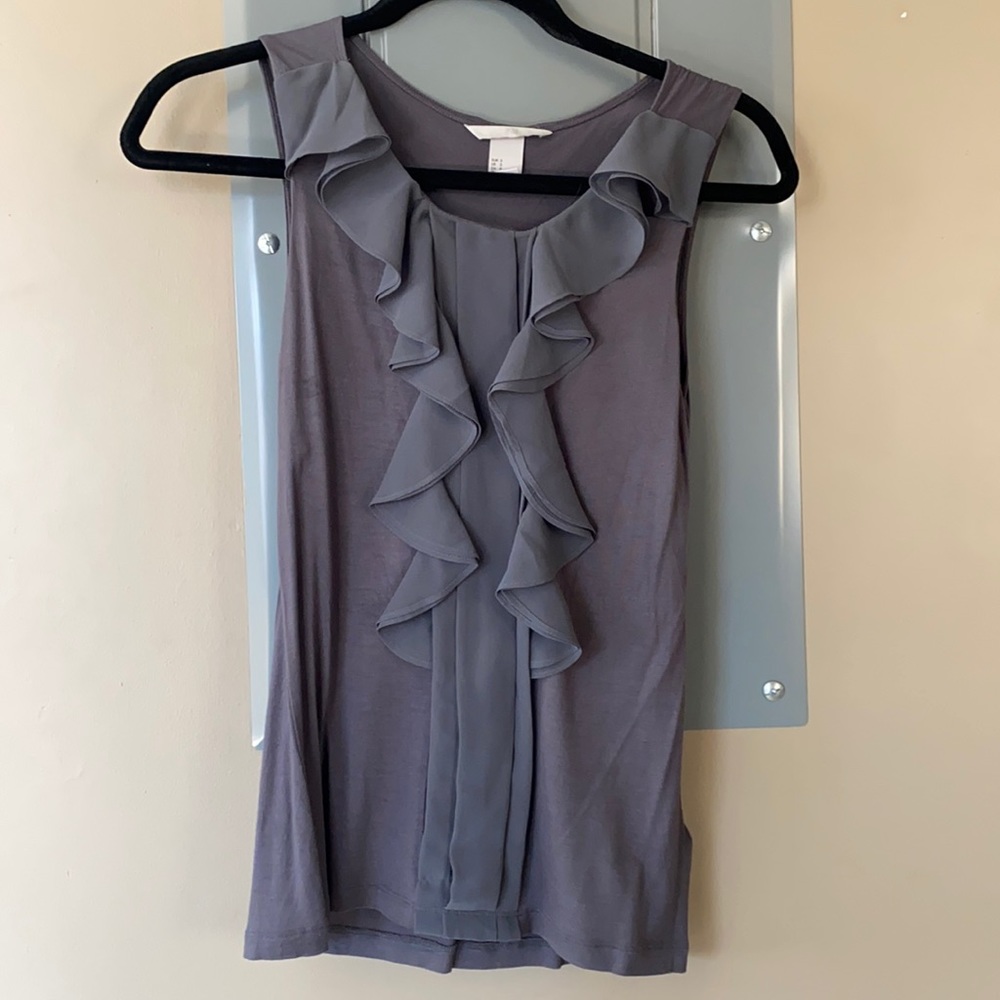 H&M blouse grey with ruffles